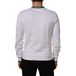 White Cotton Crew Neck Sweatshirt Sweater