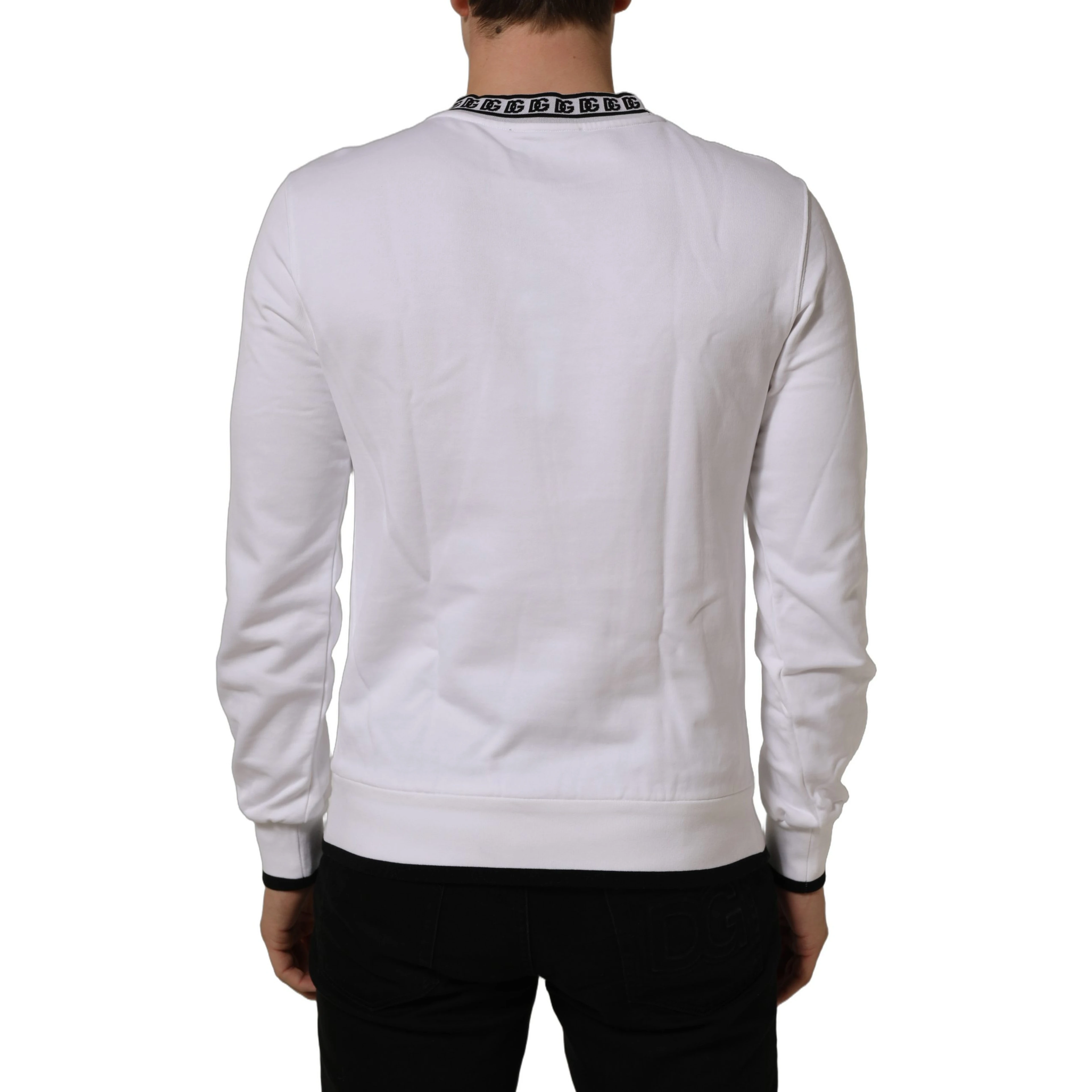 White Cotton Crew Neck Sweatshirt Sweater