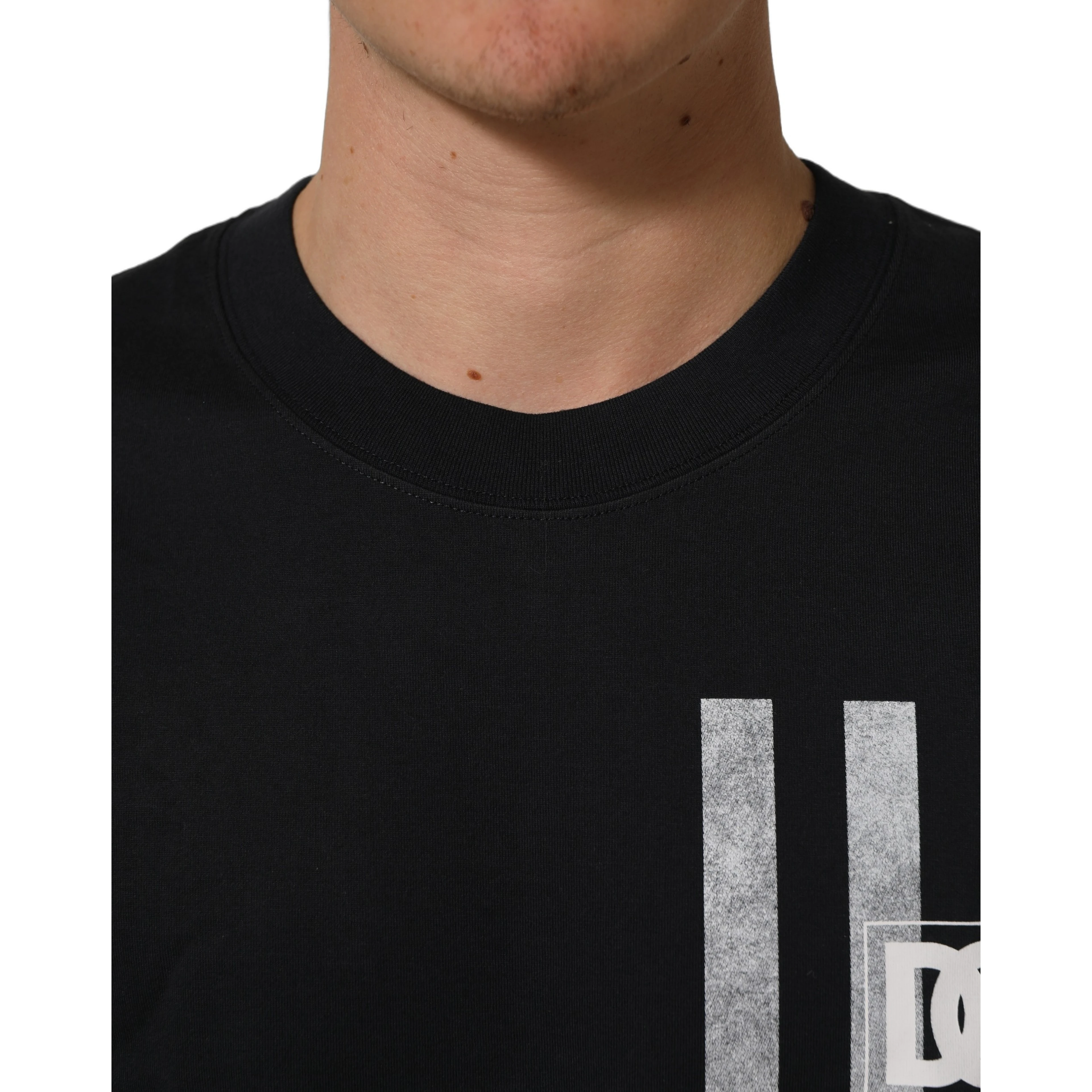 Blue Striped Print Cotton Crew Neck T-shirt