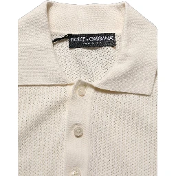 Off White Cotton Collared Men Polo T-shirt