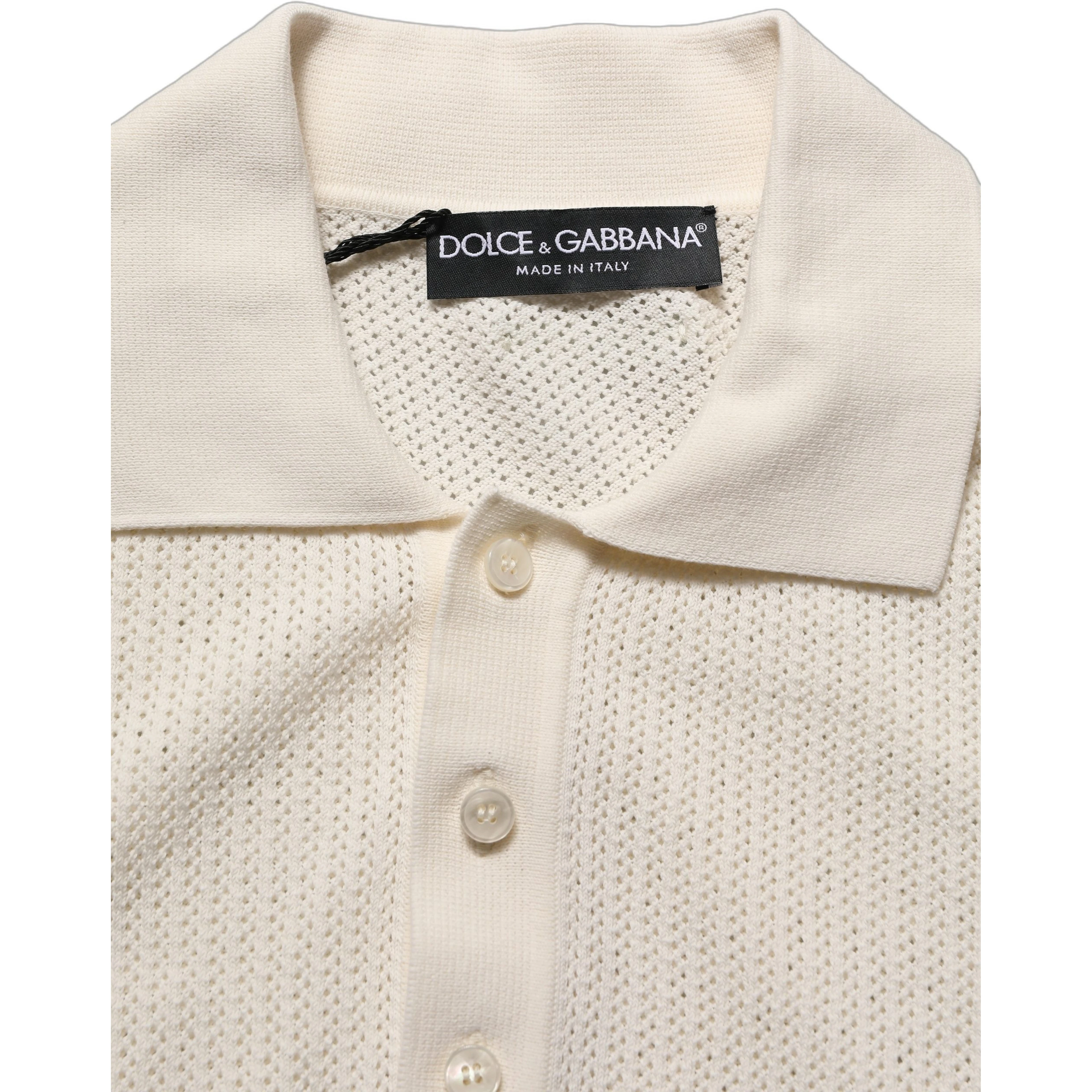 Off White Cotton Collared Men Polo T-shirt