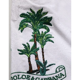 White Palm Embroidery Denim Bermuda Shorts