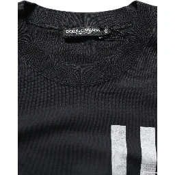 Blue Striped Print Cotton Crew Neck T-shirt