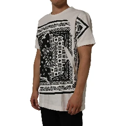 White Bandana Print Cotton CrewNeck T-shirt