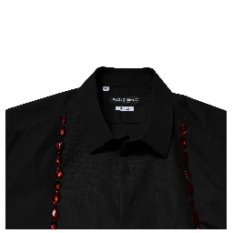 Black Crystal Embellished GOLD Dress Shirt