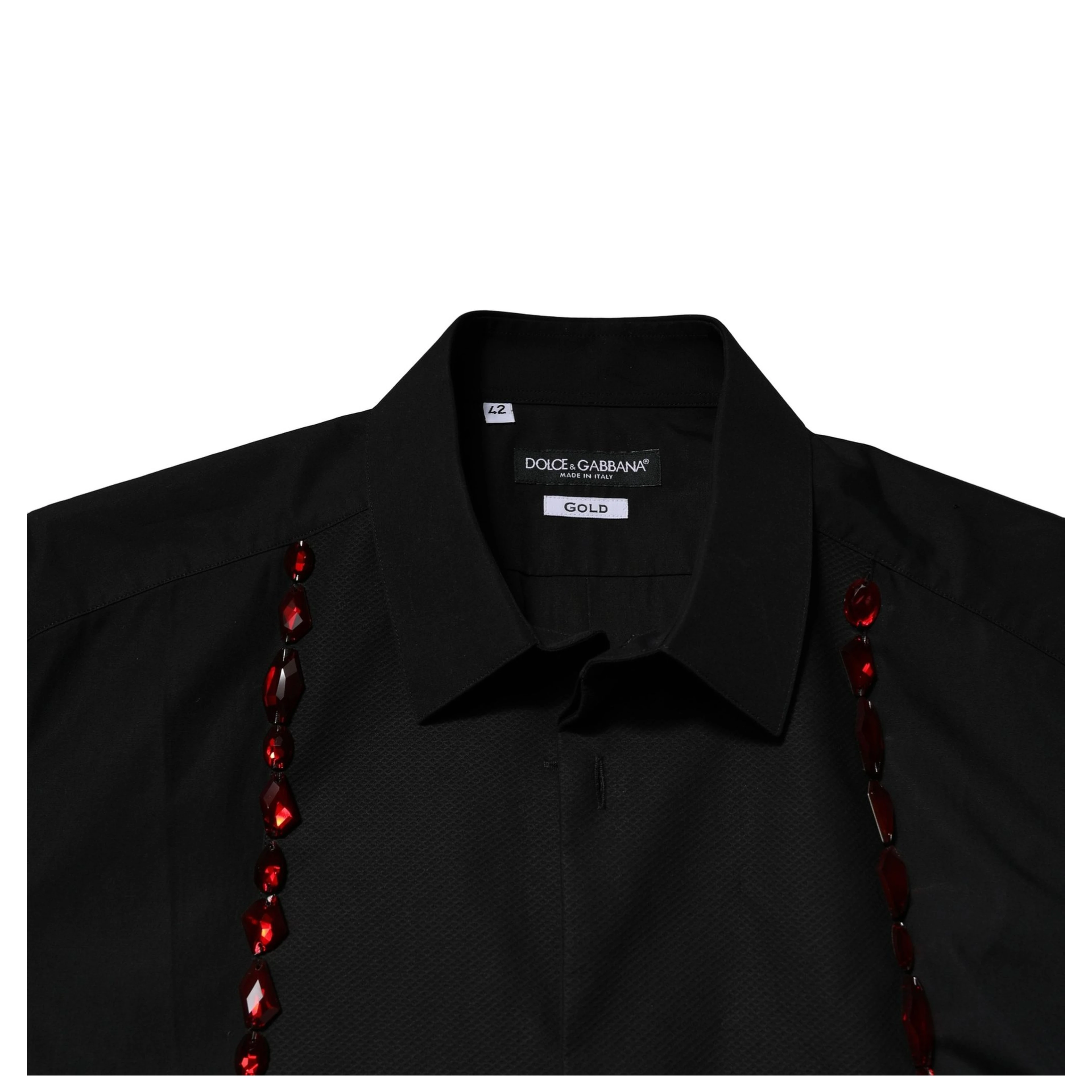 Black Crystal Embellished GOLD Dress Shirt