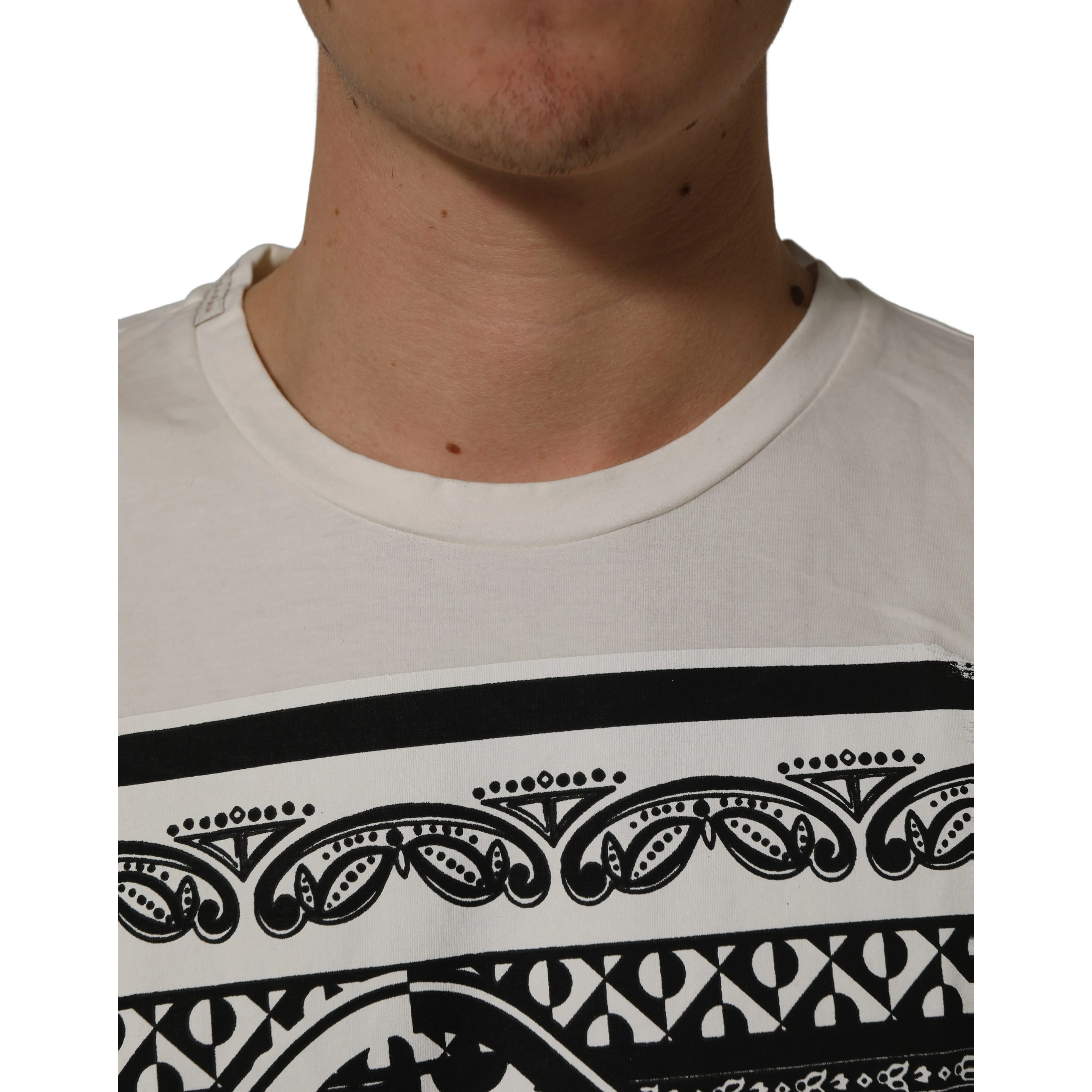 White Bandana Print Cotton CrewNeck T-shirt