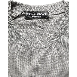 Gray Silk Crew Neck Short Sleeves T-shirt