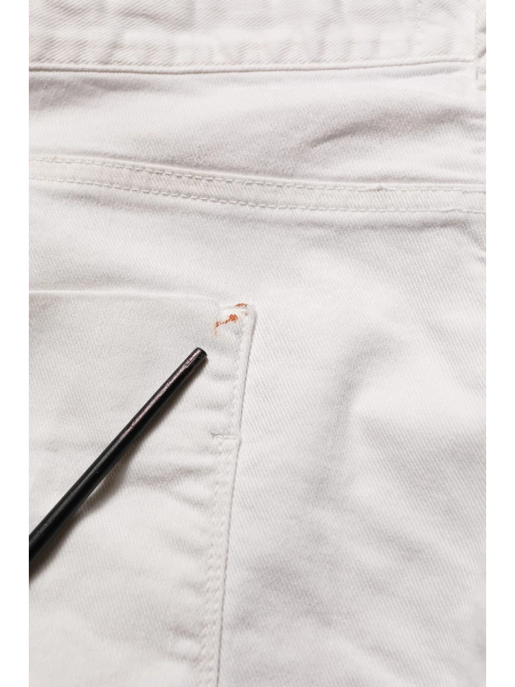 White Cotton Slim Pants Men Denim Jeans
