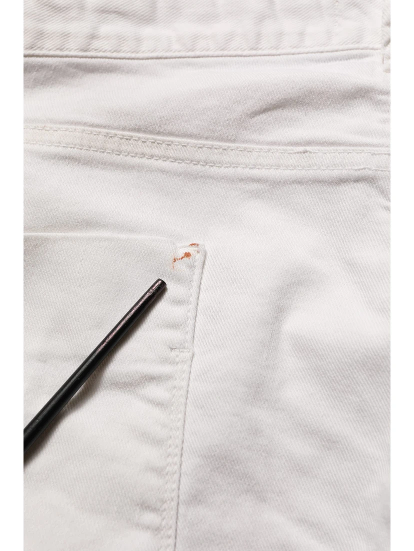White Cotton Slim Pants Men Denim Jeans