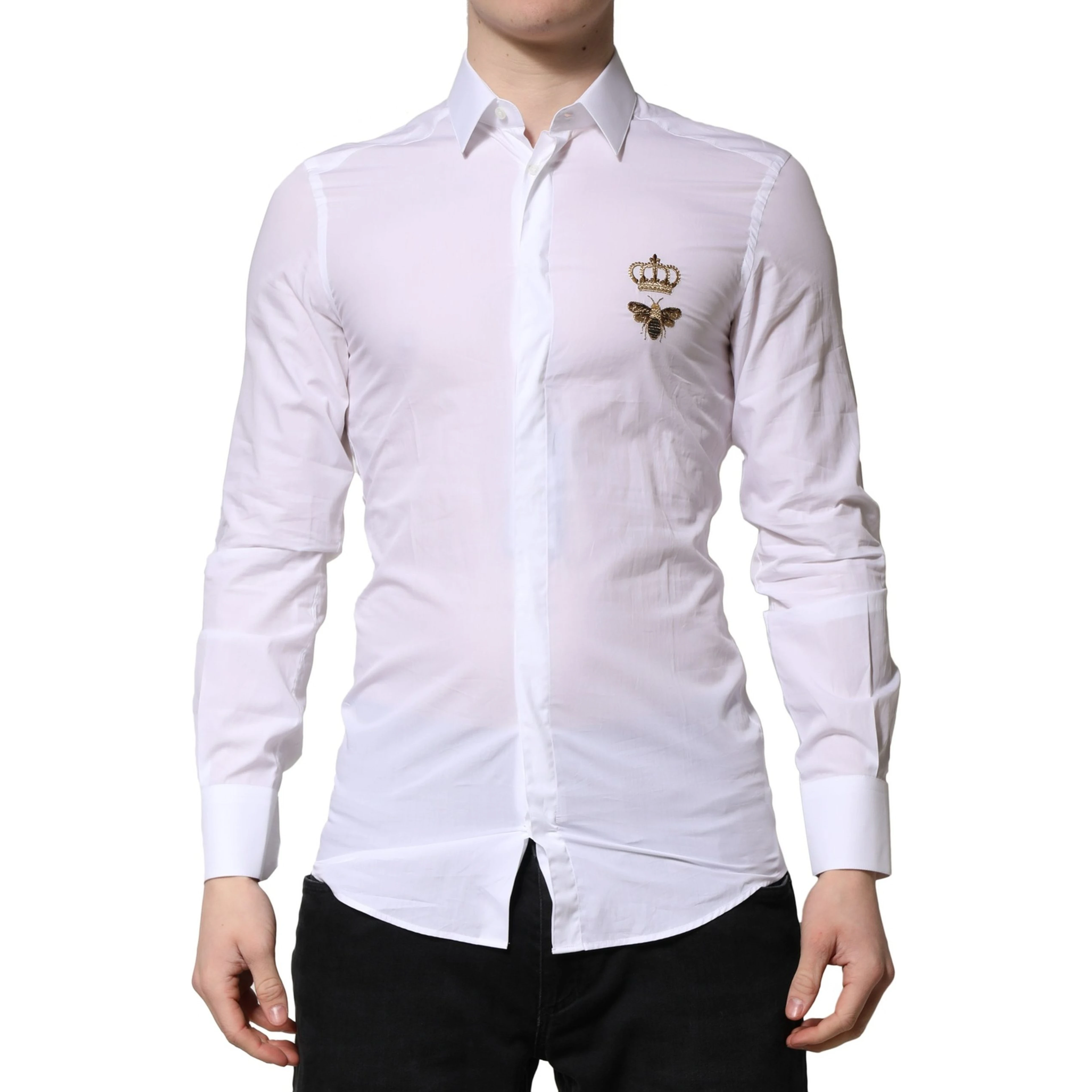 White GOLD Crown Bee Cotton Formal Dress Shirt