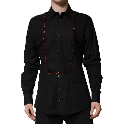 Black Crystal Embellished GOLD Dress Shirt