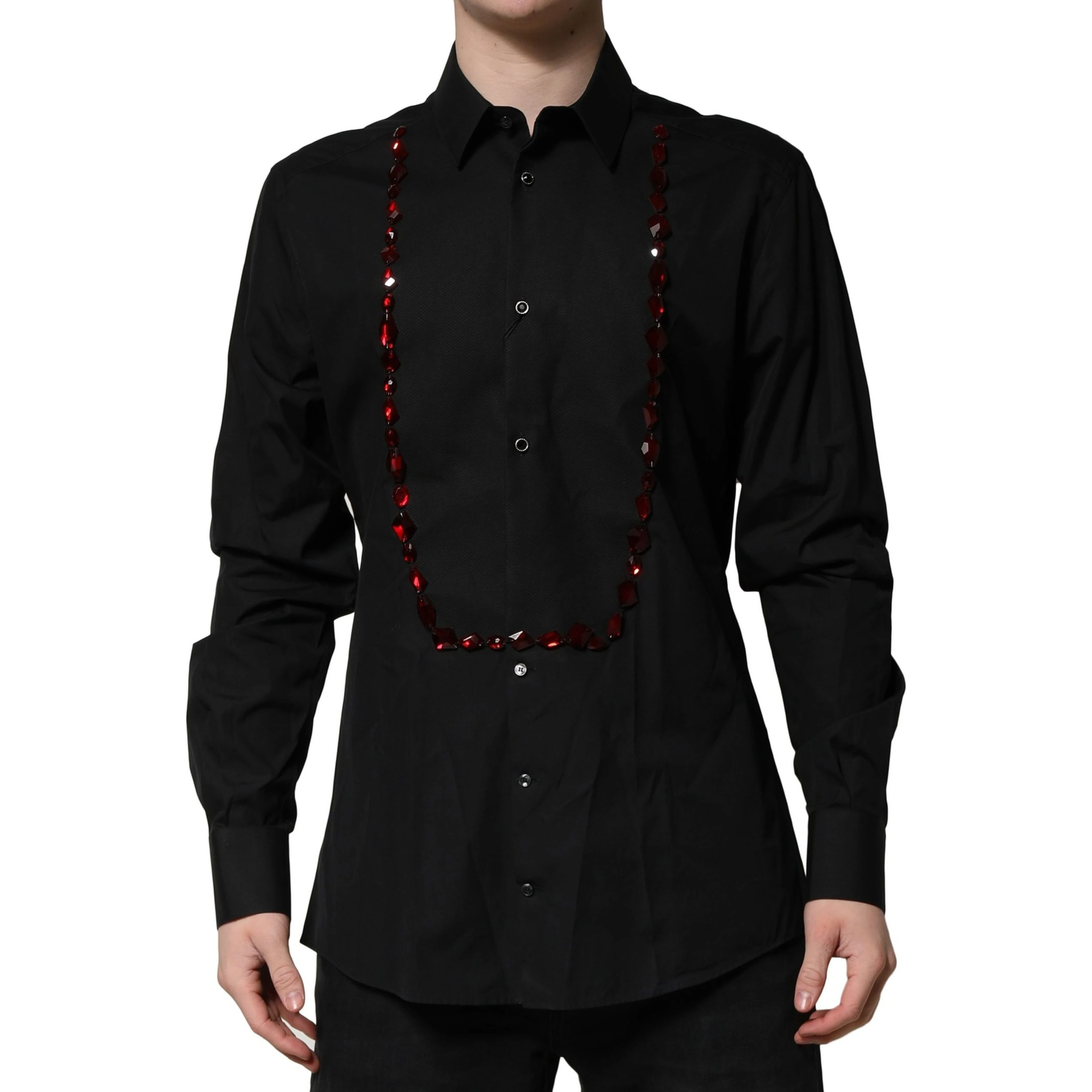 Black Crystal Embellished GOLD Dress Shirt