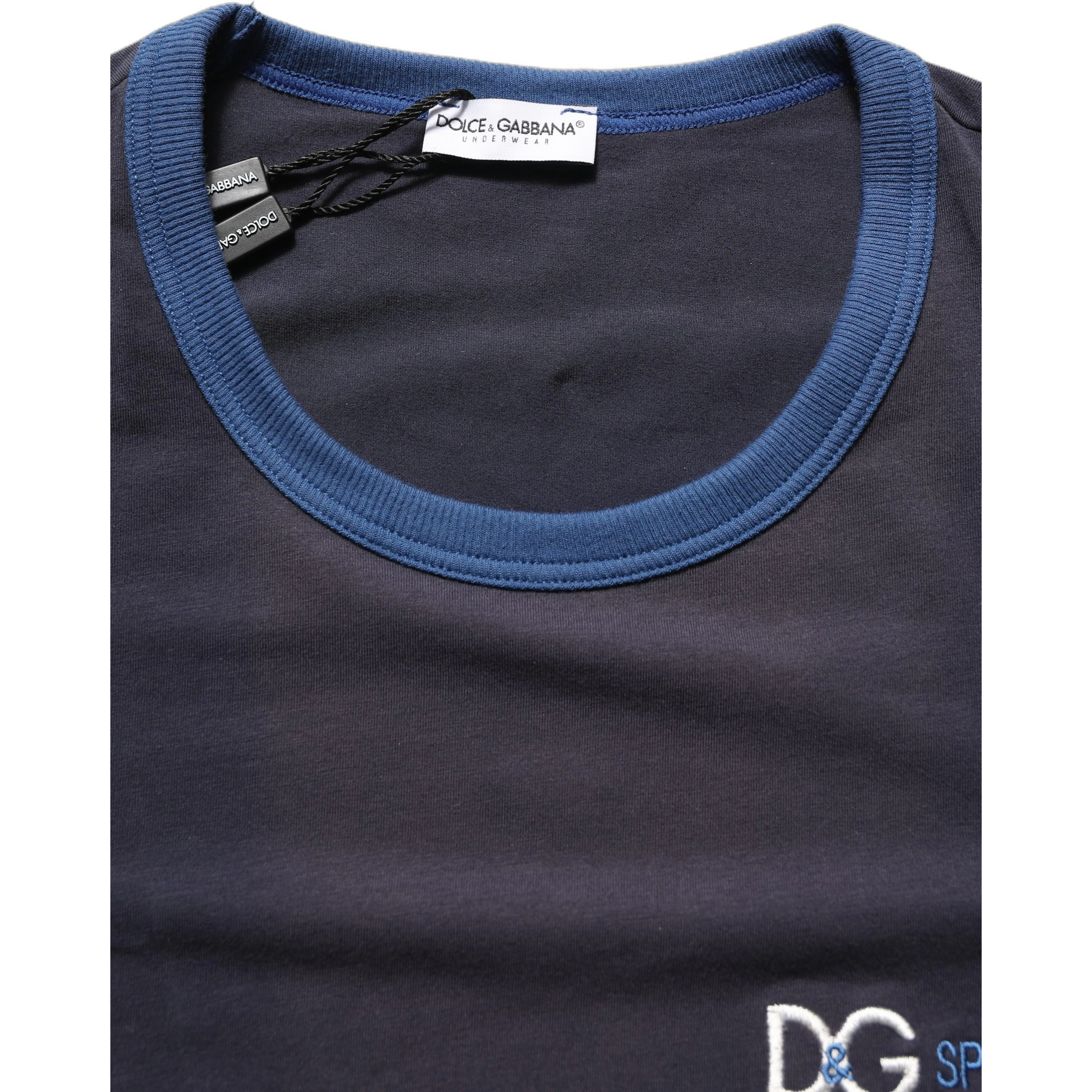 Dark Blue Cotton Stretch Round Neck T-shirt
