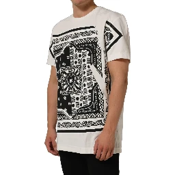White Bandana Print Cotton Crew Neck T-shirt