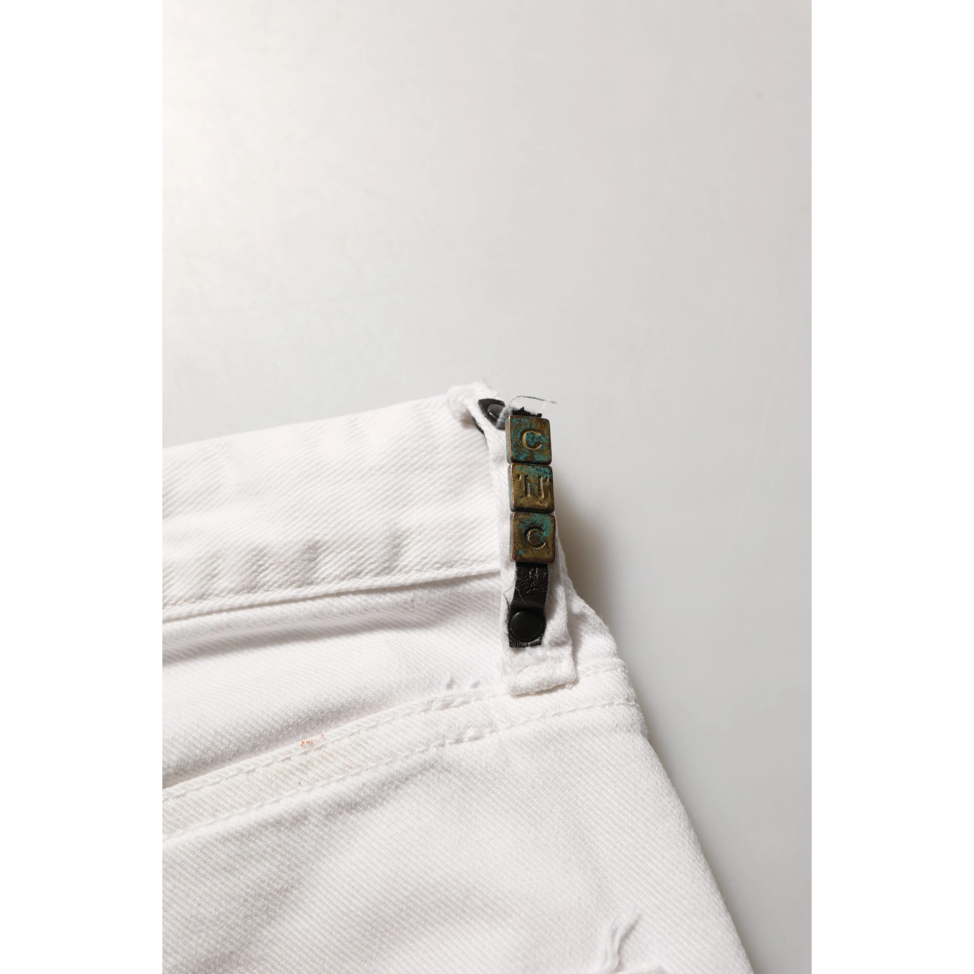 White Cotton Slim Pants Men Denim Jeans
