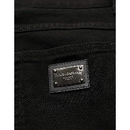 Black CottonStretch Regular Skinny Denim Jeans