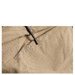 Beige Cotton Cargo Drawstring Trouser Pants