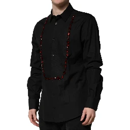Black Crystal Embellished GOLD Dress Shirt