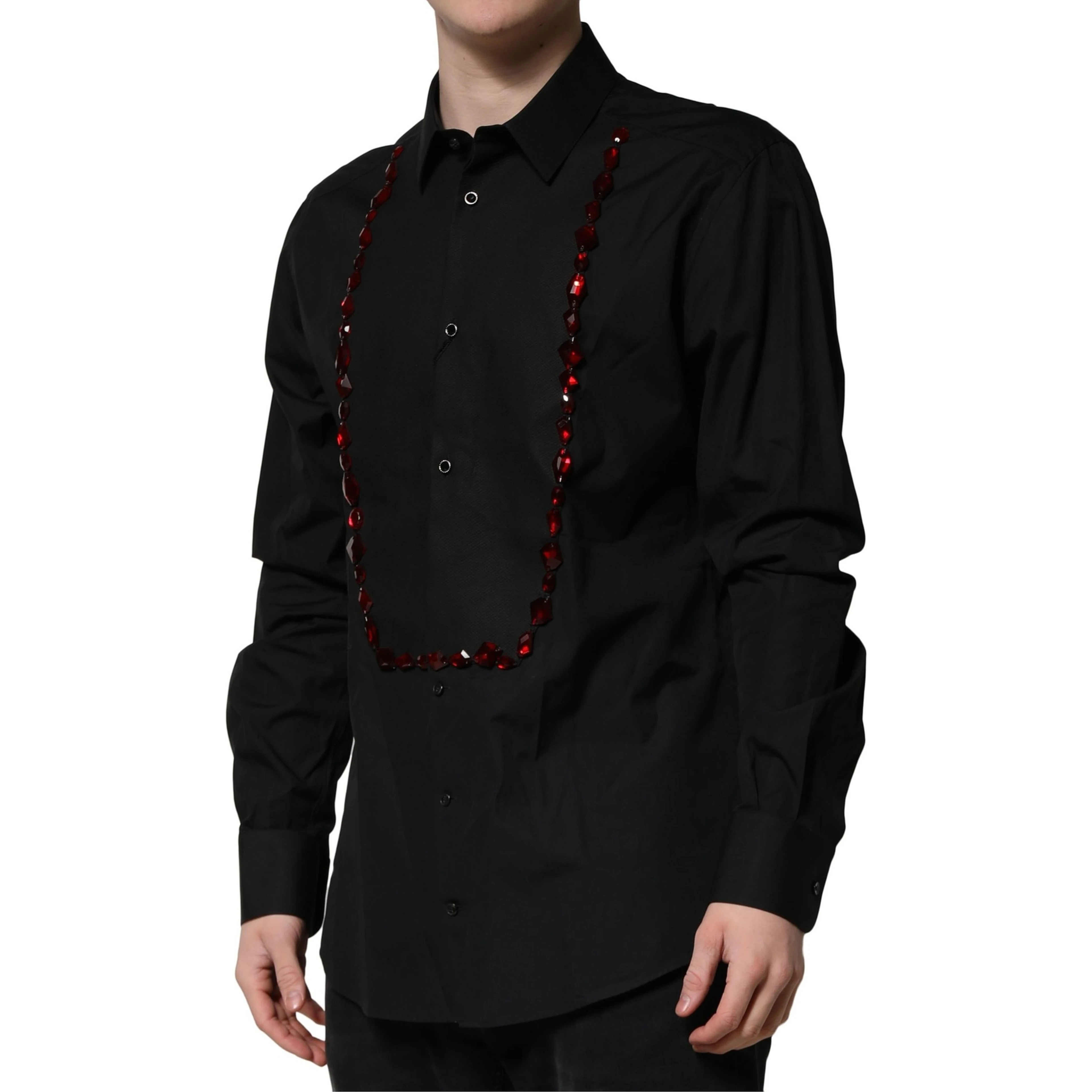 Black Crystal Embellished GOLD Dress Shirt
