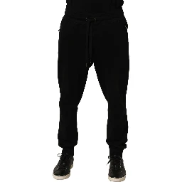 Black Cotton Logo Jogger Men Sweatpants Pants