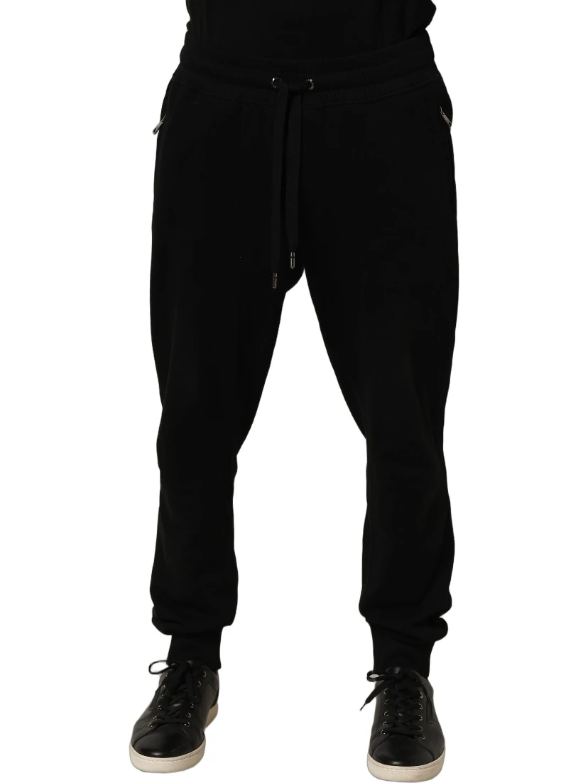 Black Cotton Logo Jogger Men Sweatpants Pants