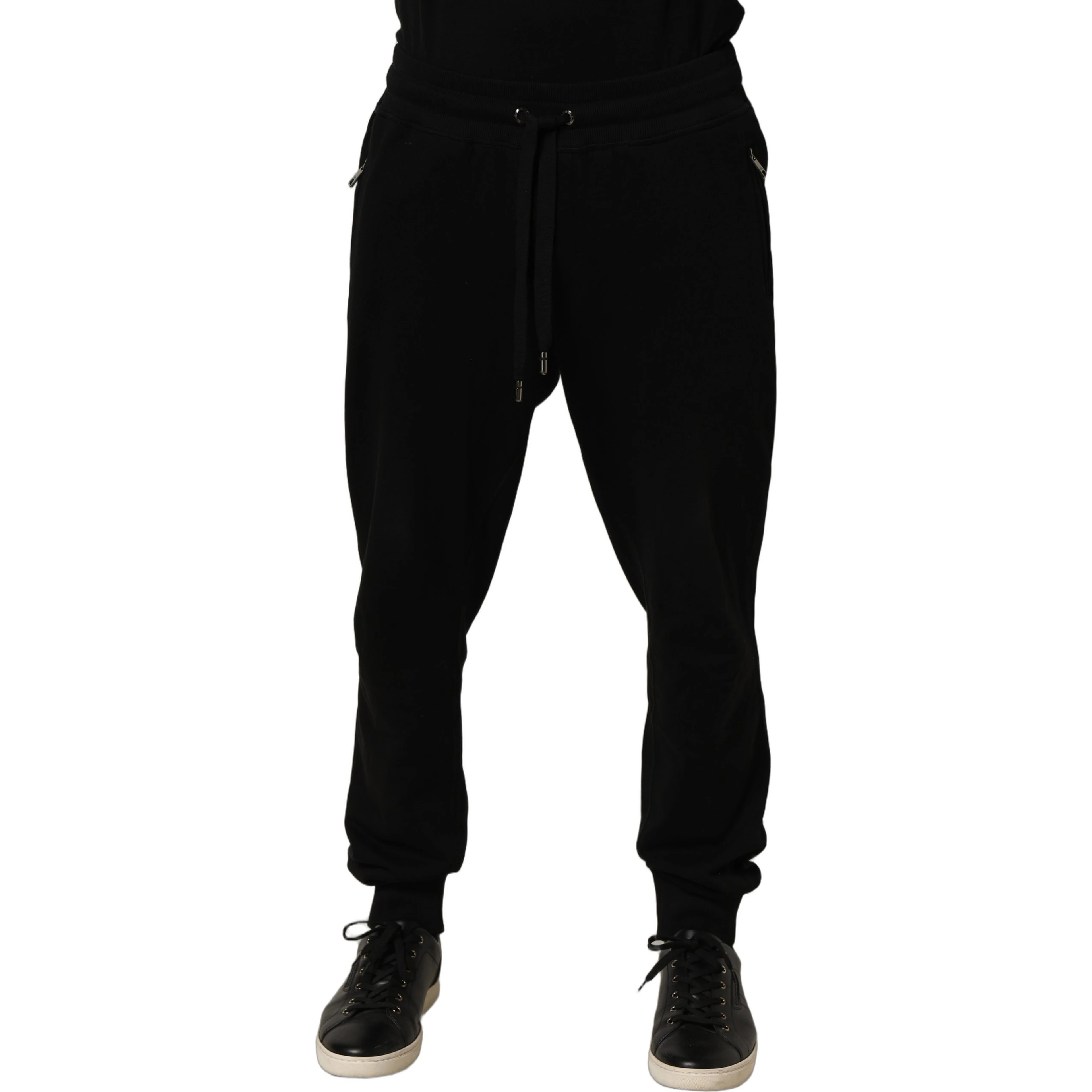 Black Cotton Logo Jogger Men Sweatpants Pants