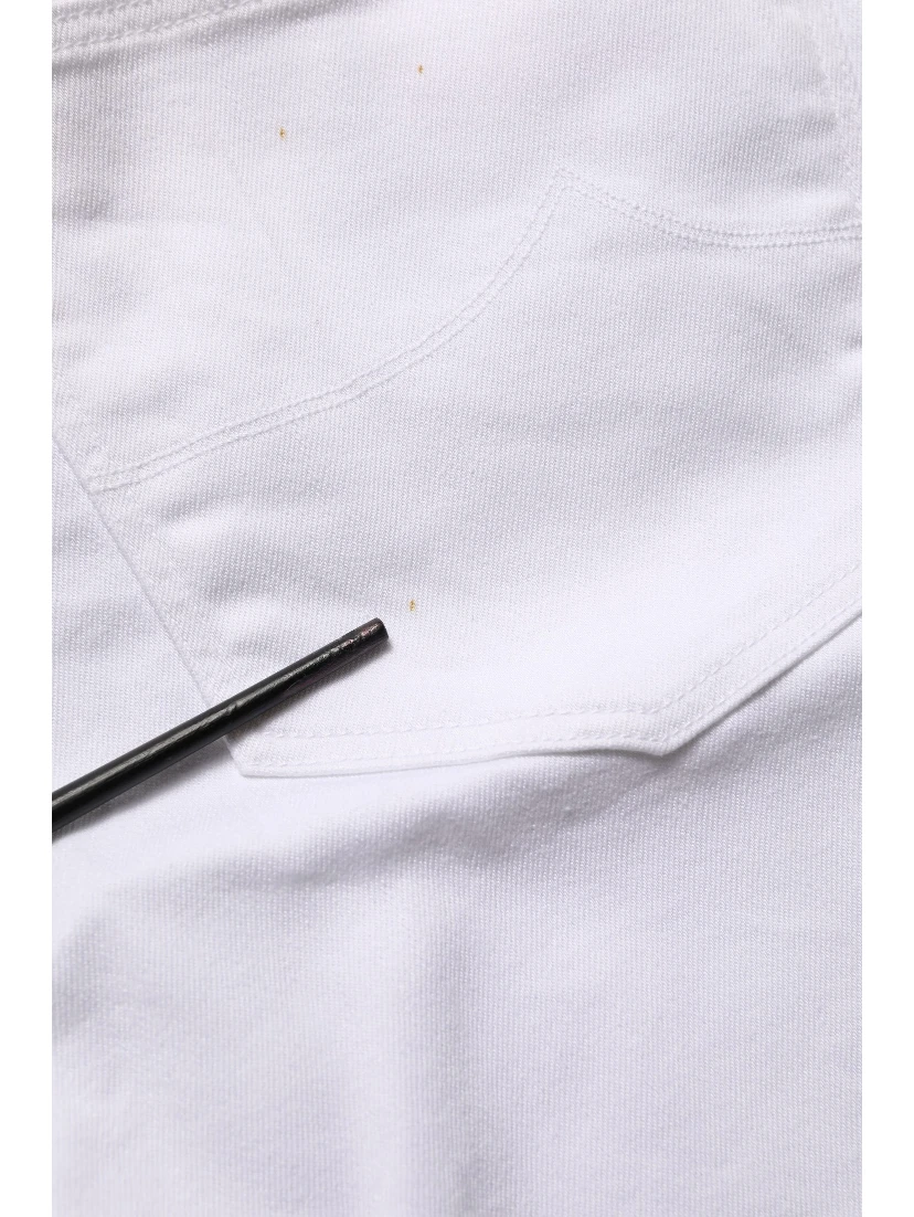 White Skinny Fit Mid Waist Men Denim Trouser Jeans