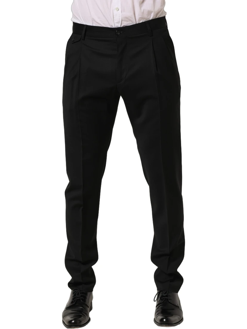 Black Wool Stretch Formal Dress Trouser
