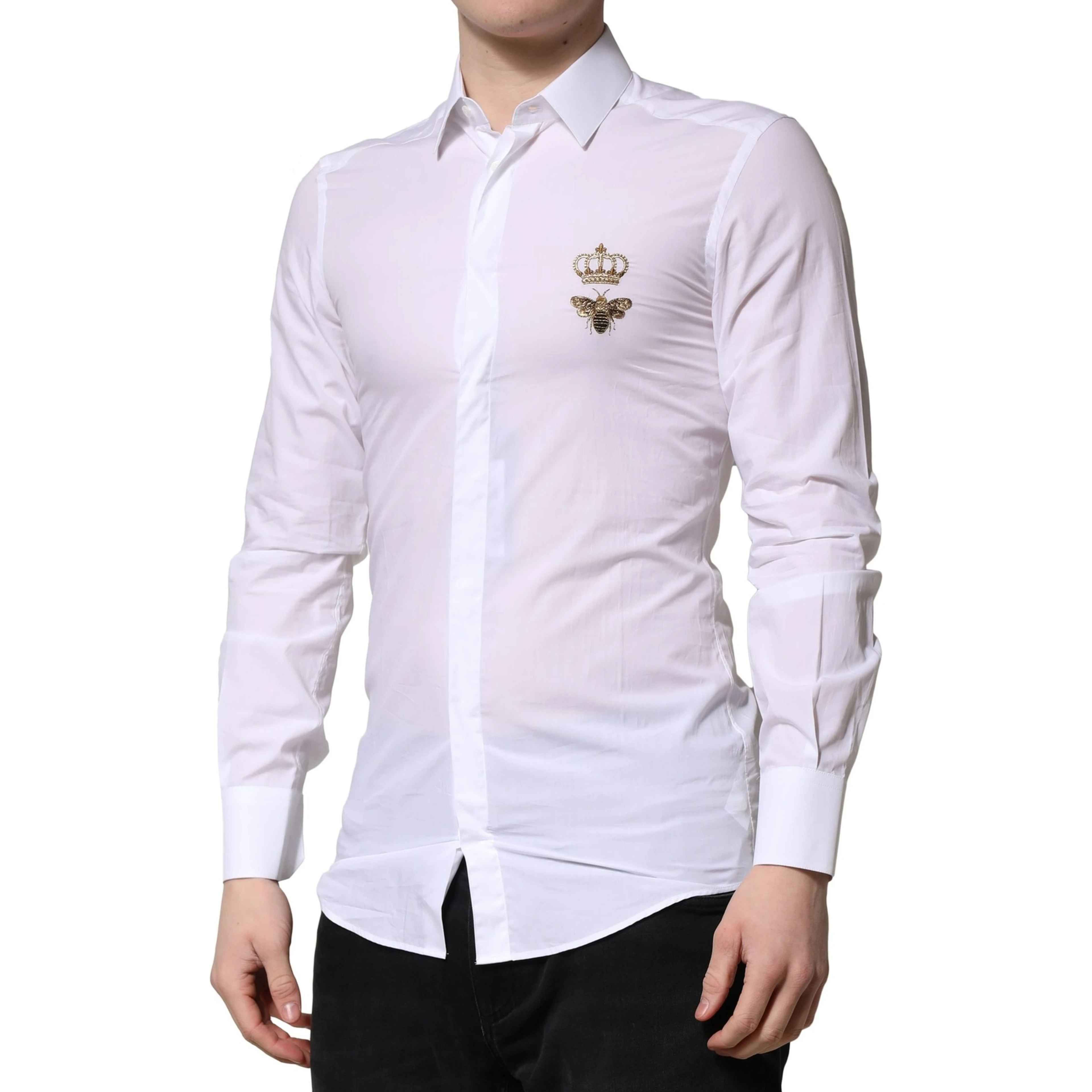 White GOLD Crown Bee Cotton Formal Dress Shirt
