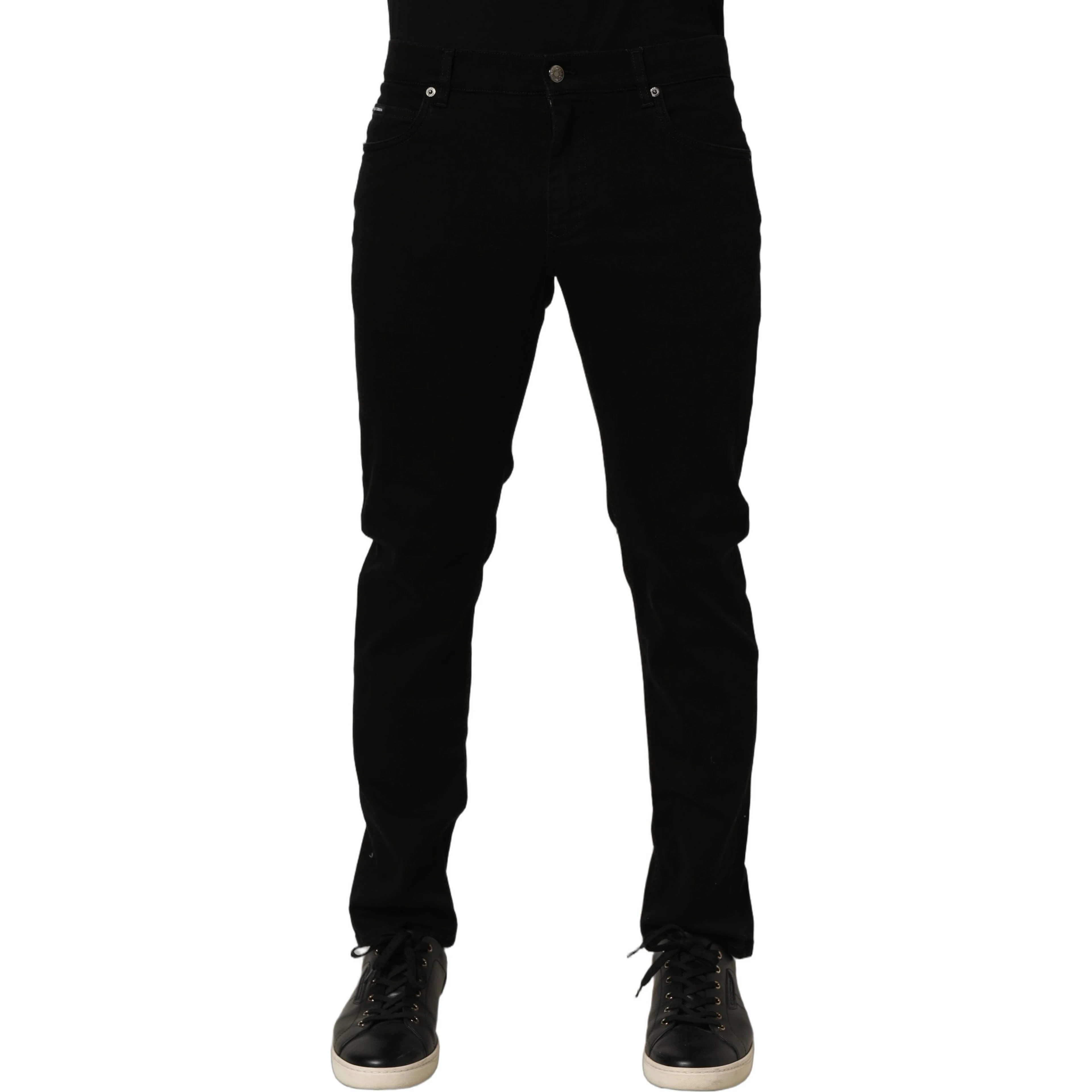 Black CottonStretch Regular Skinny Denim Jeans