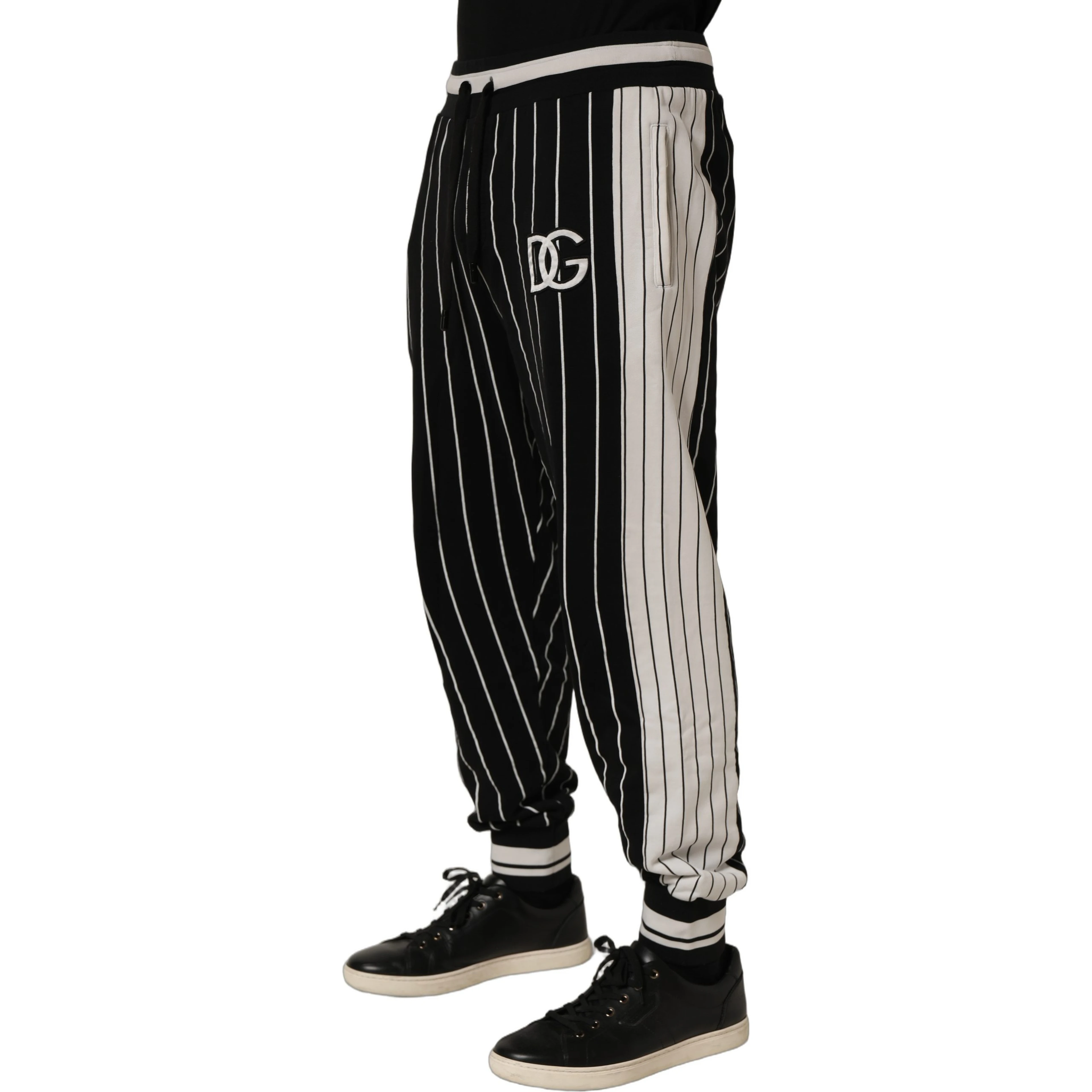 Black Striped DG Patch Men Sweatpants Pants