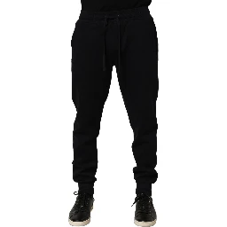 Blue Cotton Drawstring Jogger Trouser Pants