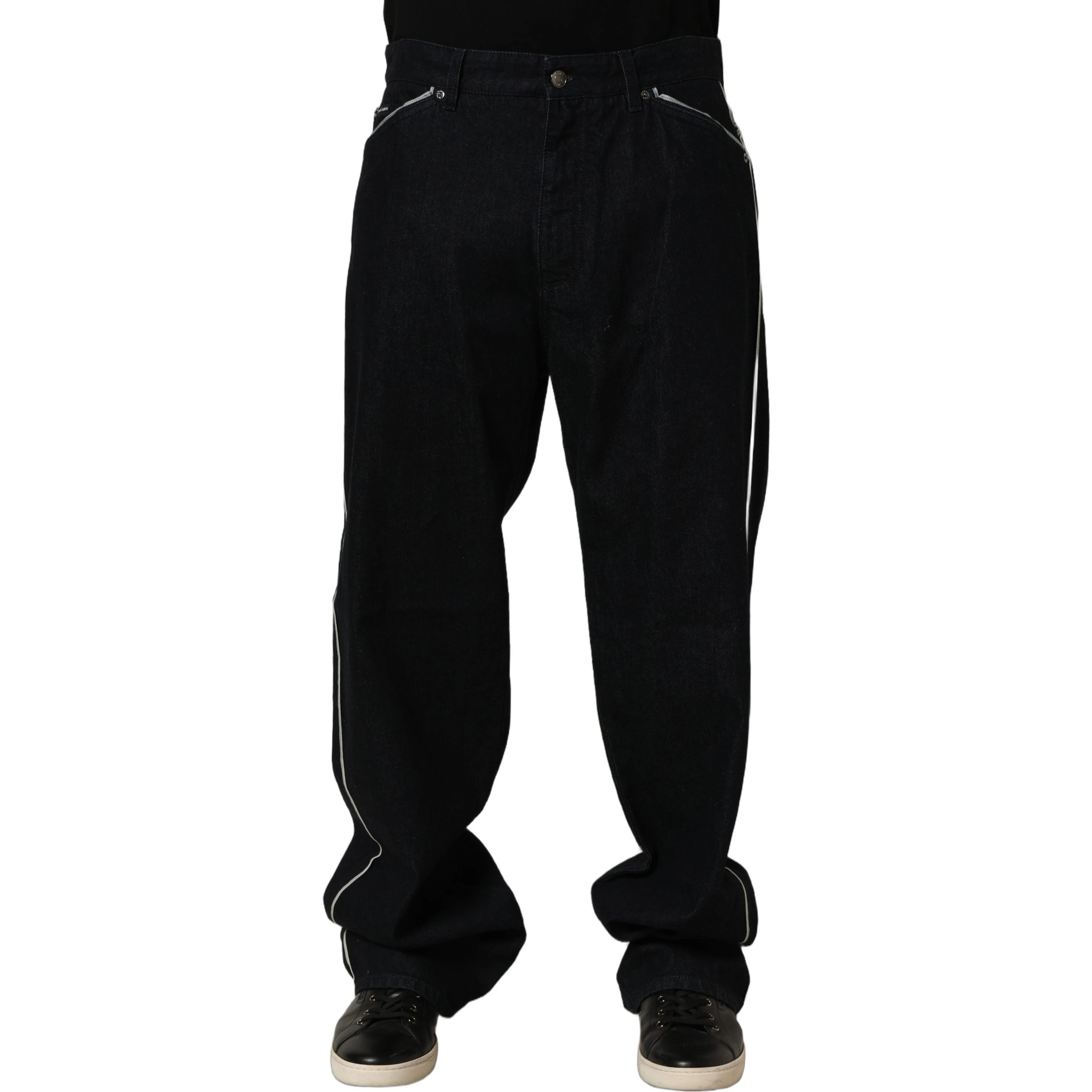 Black Cotton Stretch Straight Men Denim Jeans