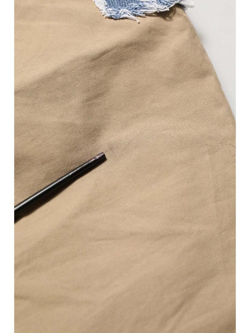 Beige Cotton Cargo Drawstring Trouser Pants