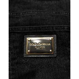 Black Cotton Relaxed Wide Leg Men Denim Jeans