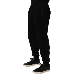 Black Cotton Logo Jogger Men Sweatpants Pants