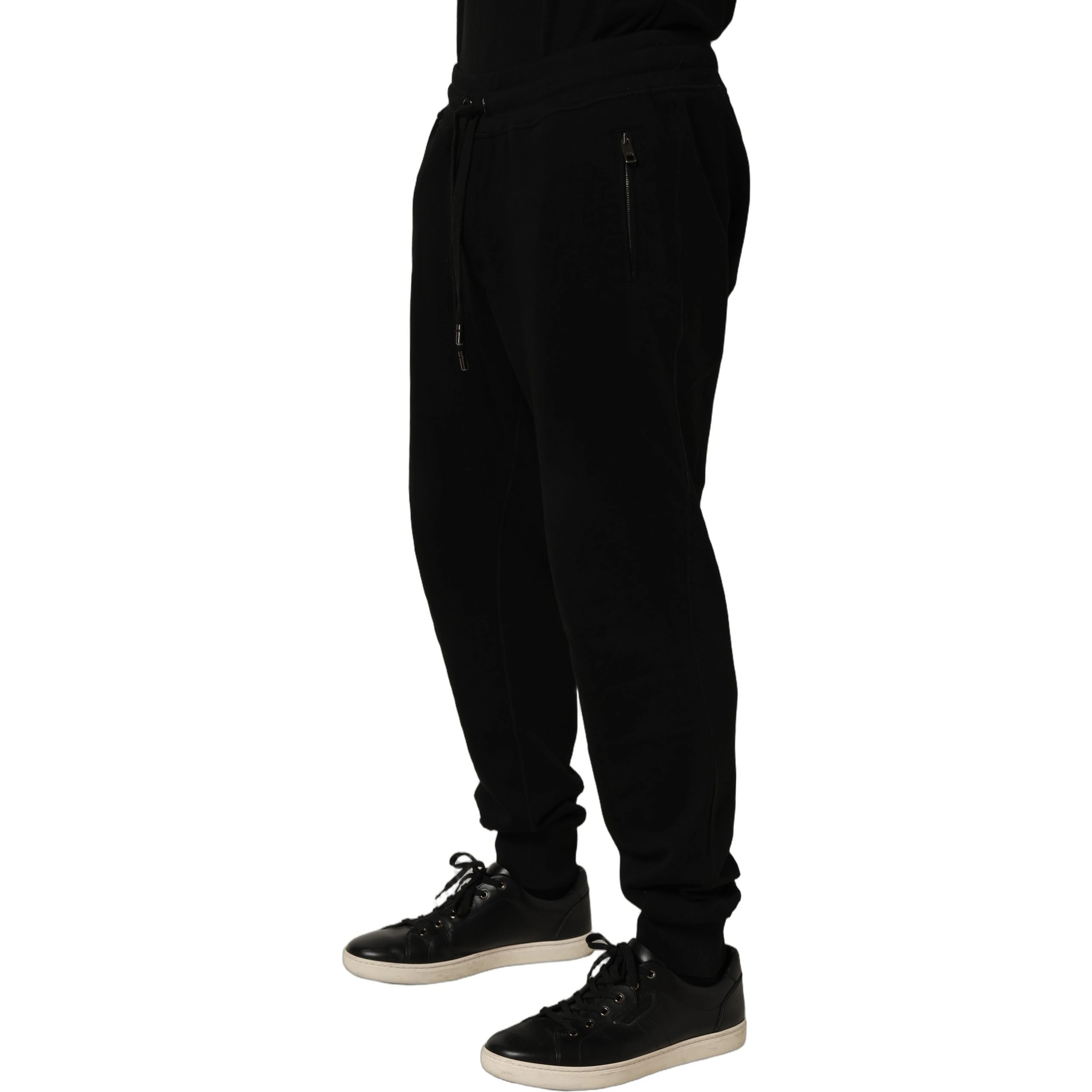 Black Cotton Logo Jogger Men Sweatpants Pants