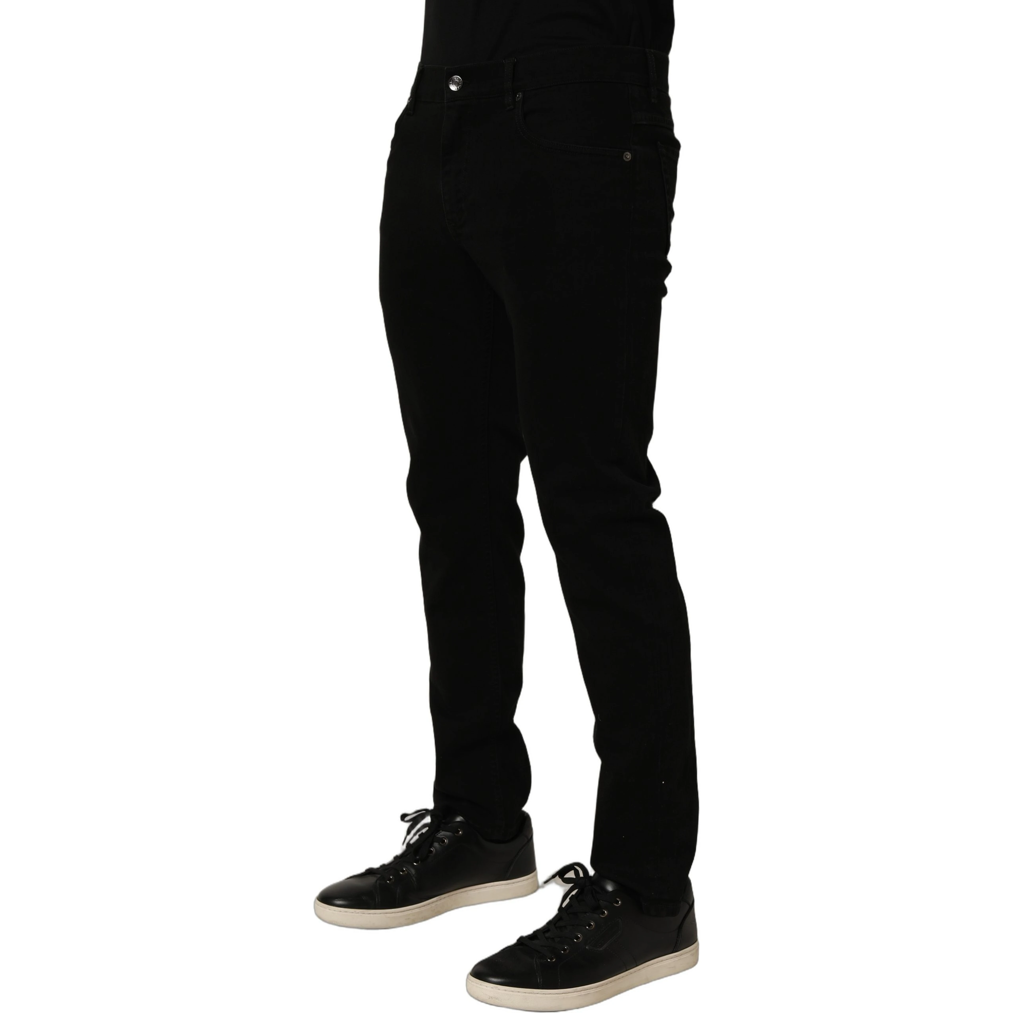 Black CottonStretch Regular Skinny Denim Jeans