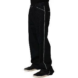 Black Cotton Stretch Straight Men Denim Jeans
