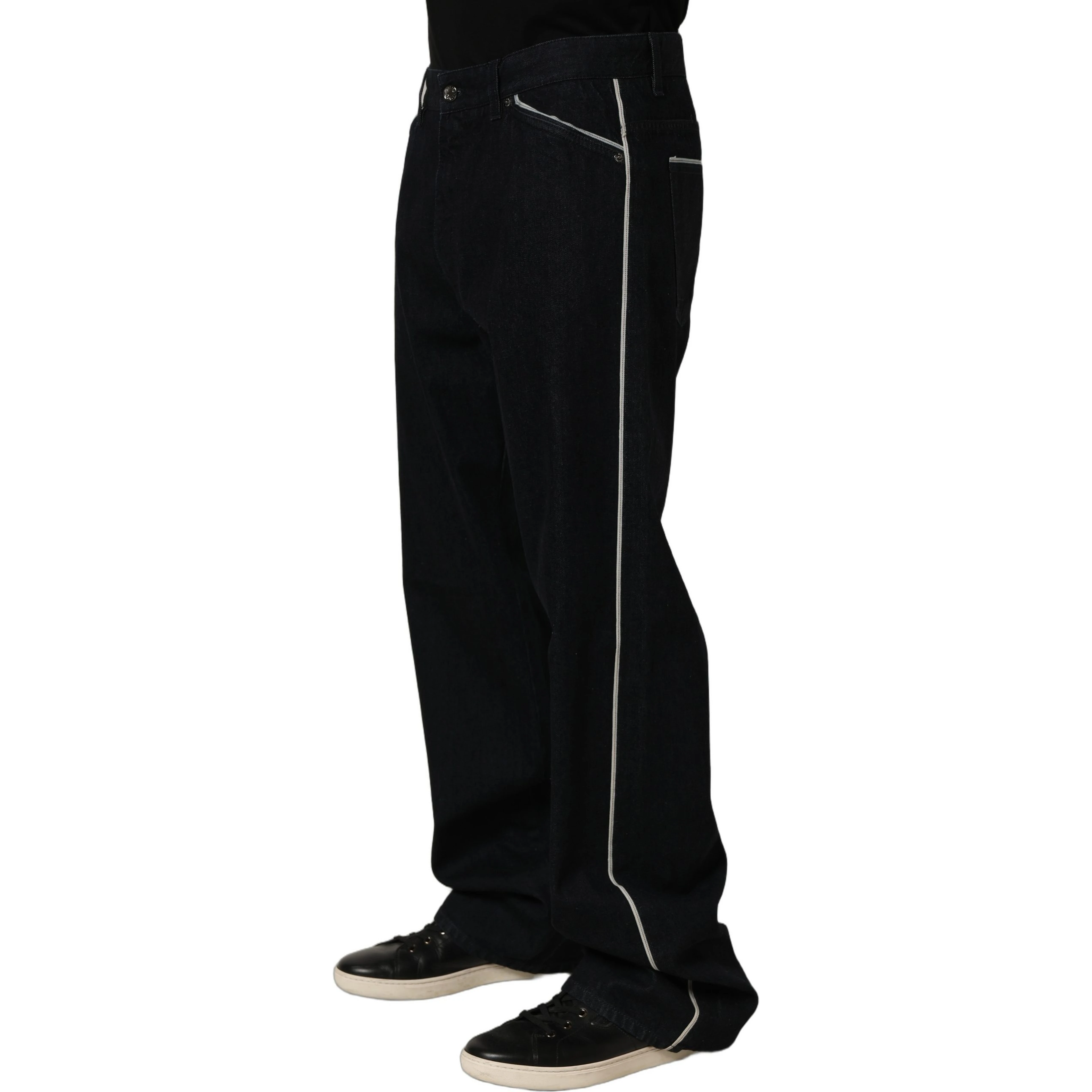 Black Cotton Stretch Straight Men Denim Jeans