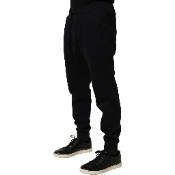 Blue Cotton Drawstring Jogger Trouser Pants