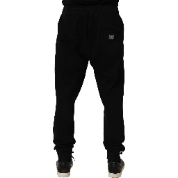Black Cotton Logo Jogger Men Sweatpants Pants
