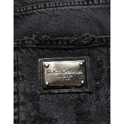 Dark Gray Cotton Ripped Men Denim Jeans