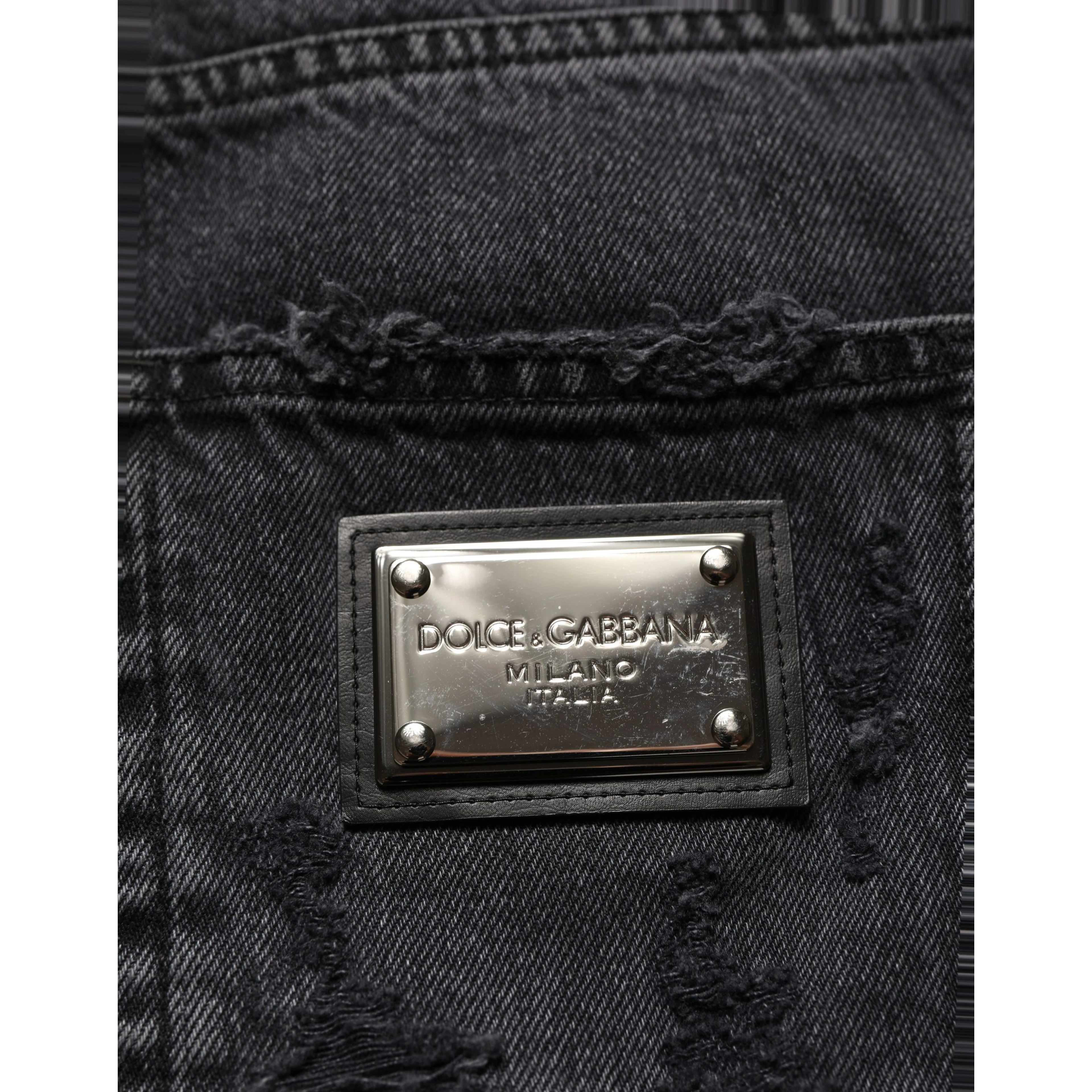 Dark Gray Cotton Ripped Men Denim Jeans