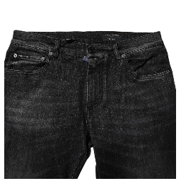 Dark Gray Washed Cotton Skinny Men Denim Jeans