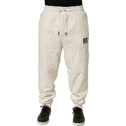 Off White Terry Cotton Plush Men Jogger Pants