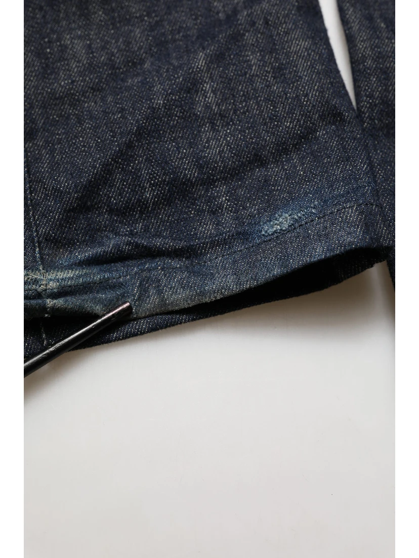 Dark Blue Relaxed Wide Leg Cotton Denim Jeans