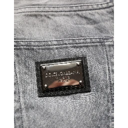 Grey Distressed Straight Leg Men Denim Jeans