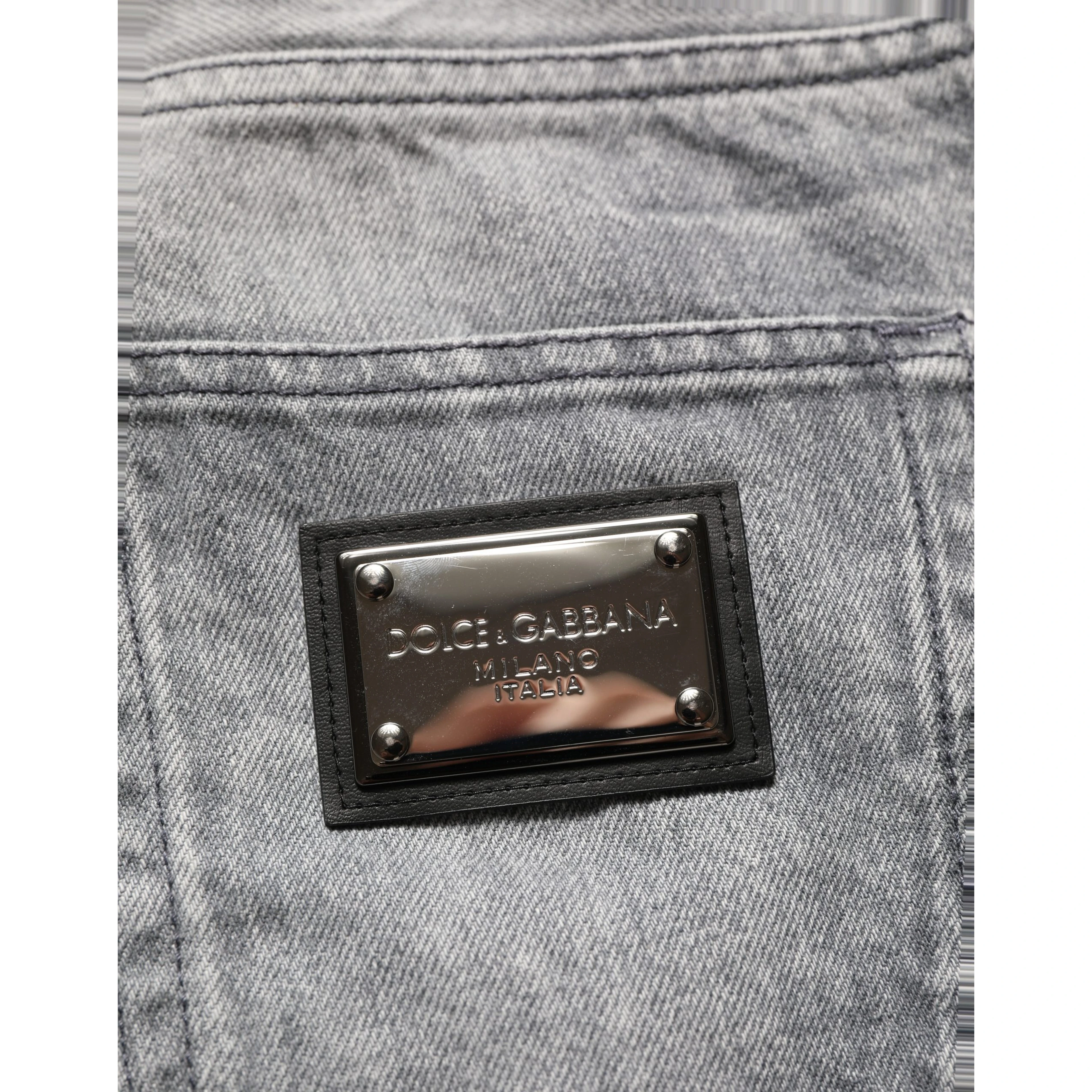 Grey Distressed Straight Leg Men Denim Jeans